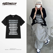 设计感宽松字母印花半袖 ins潮流打底衫 体恤 T恤男夏季 港风纯棉短袖