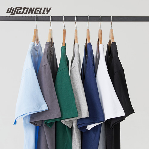 新款短袖t恤男纯棉白色圆领