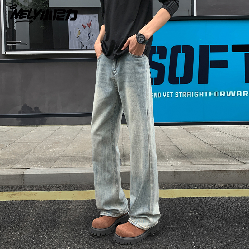 小尼力潮牌牛仔水洗长裤
