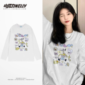 t恤男款 学生打底衫 秋季 大码 潮牌潮流重磅宽松套头上衣服美式 长袖