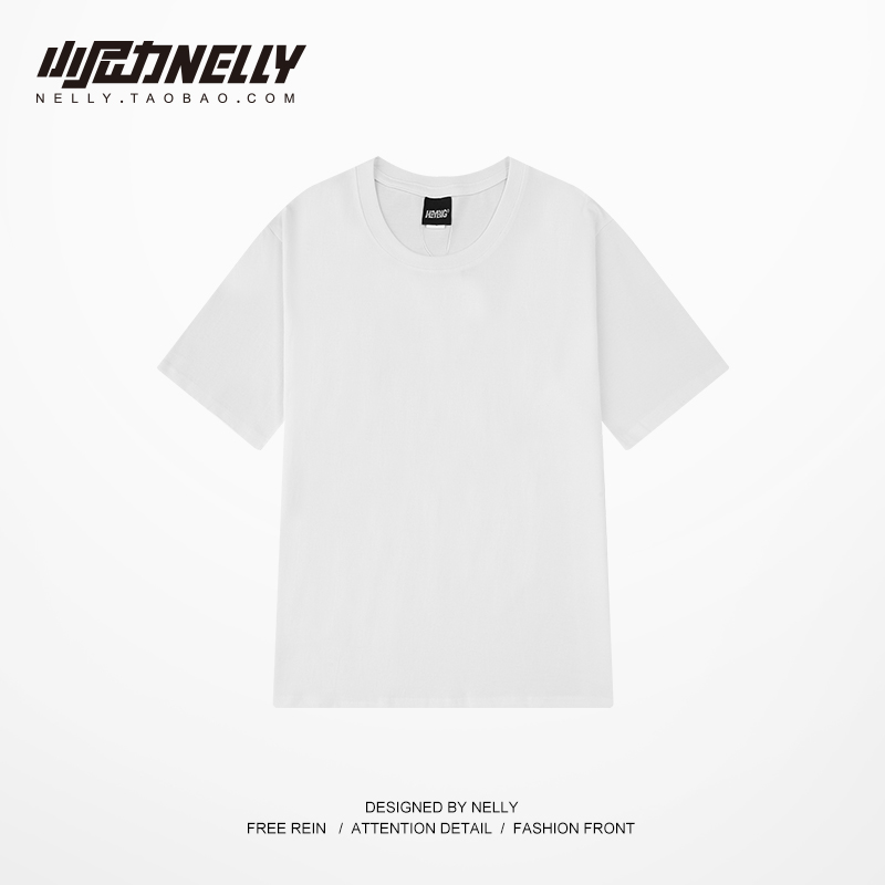 thumbnail for Hip hop cotton solid color couple short sleeve base shirt T-shirt white men and women body shirt pure black half sleeve shirt top