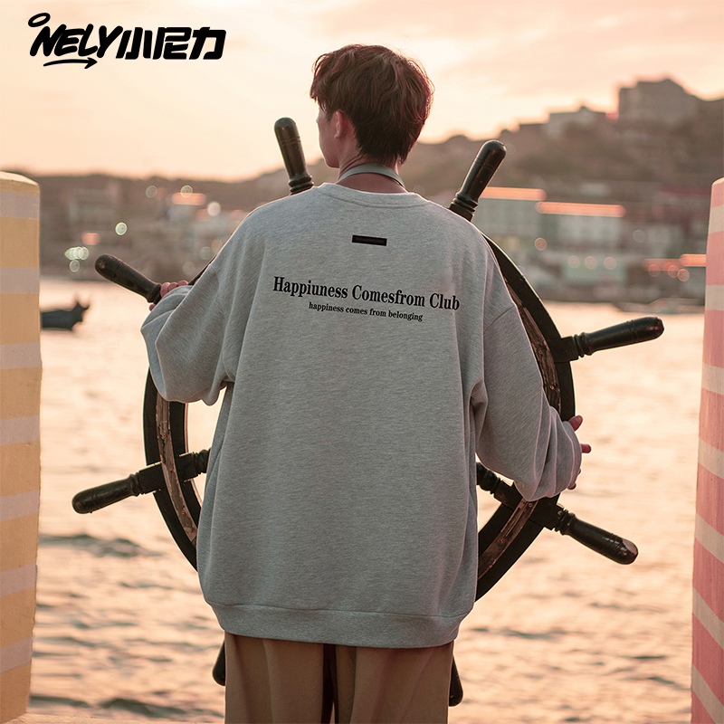 小尼力复古加绒圆领卫衣