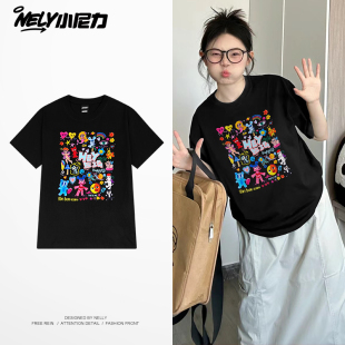 衫 可爱卡通印花圆领宽松纯棉短袖 上衣 新款 NELY小尼力t恤男女夏季