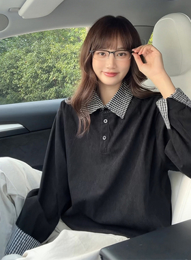 ins小尼力polo领卫衣男春秋季新款宽松休闲男生翻领长袖上衣服bf