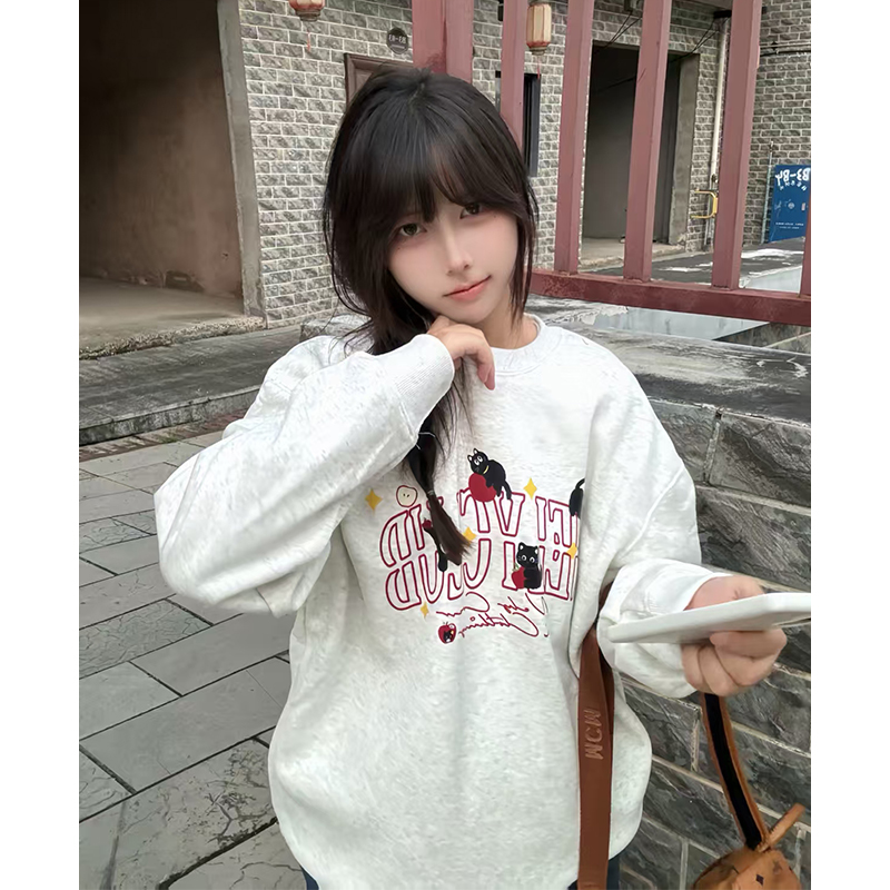 猫咪潮牌复古圆领卫衣