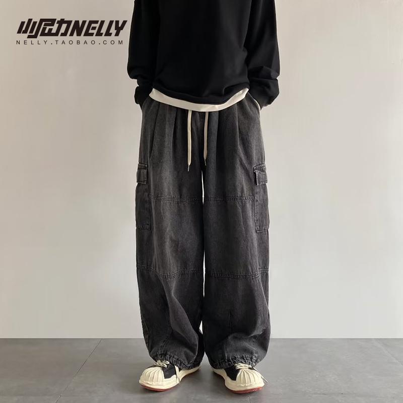 小尼力春秋潮牌复古水洗牛仔裤男