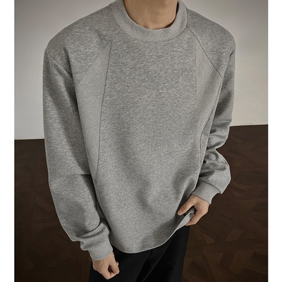 潮牌cleanfit纯色圆领卫衣