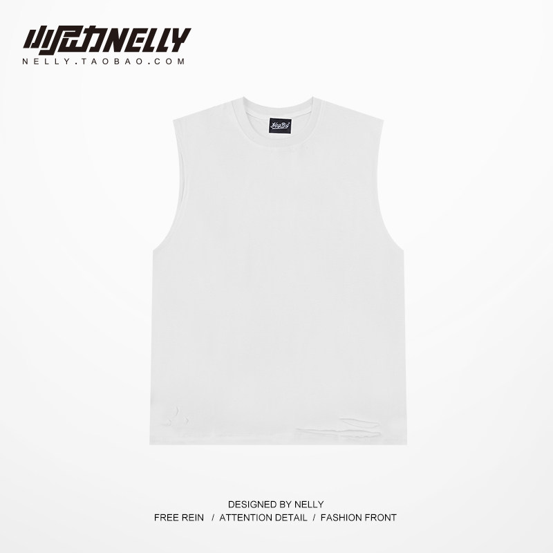 조끼 남성 트렌디 코튼 조끼 여름 아우터 조끼 트렌디 브랜드 스포츠 루즈 남성 피트니스 농구 민소매 티셔츠