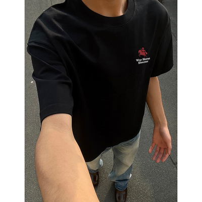 小尼力战马印花T恤男女潮牌纯棉