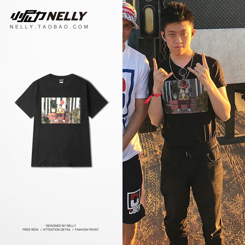 rich chigga时尚印花男女情侣短袖青少年原宿复古欧美tee嘻哈滑板