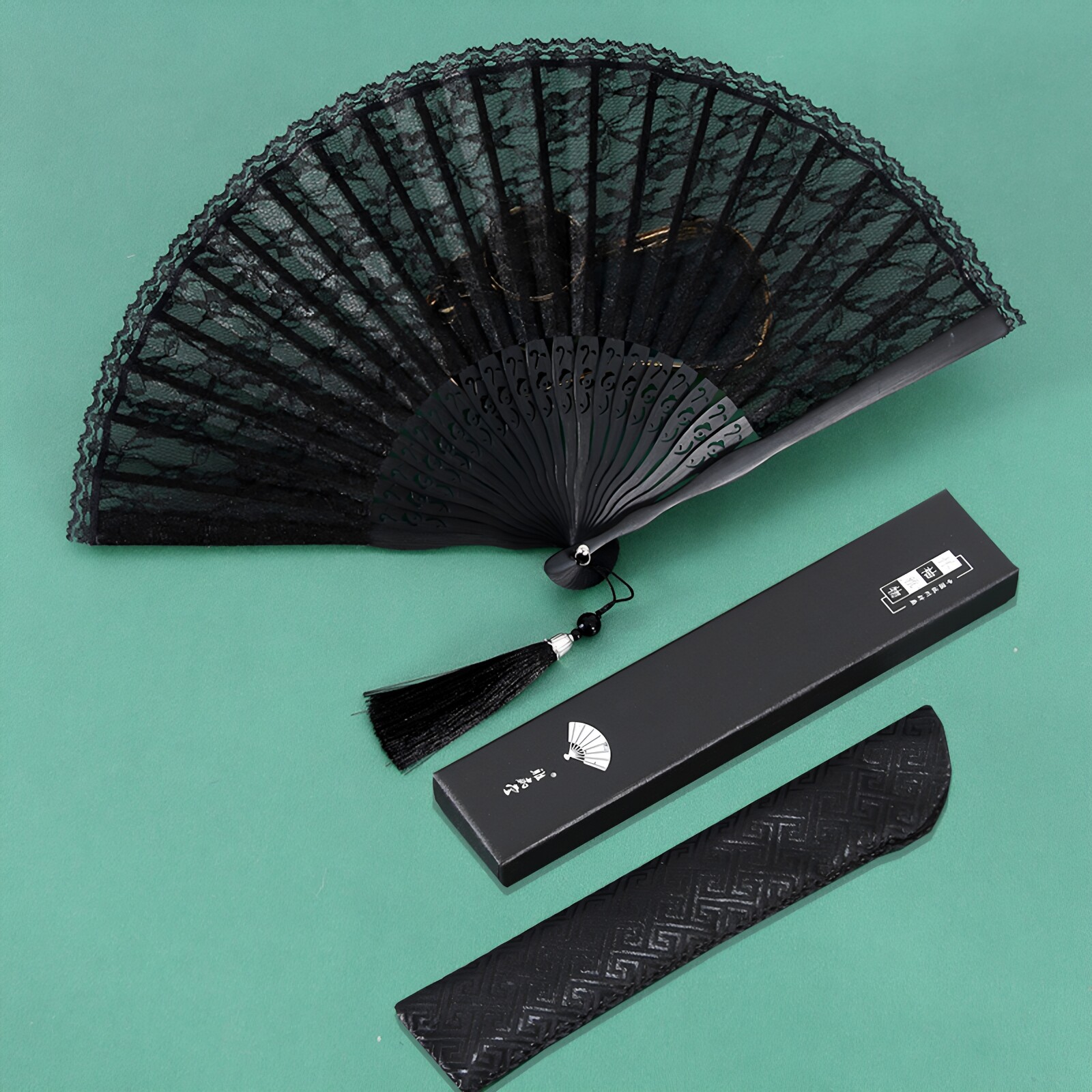 古典旗袍蕾丝扇子古风折扇lolita风扇子女士便携折叠小扇舞蹈扇竹