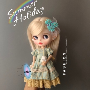 BJD发饰小布blythe头饰 紫色小花朵网纱发夹 娃娃道具 bjd头饰