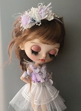 紫色仙美小布头饰blythe发饰发箍紫色薰衣草蕾丝发箍 zsiga头饰