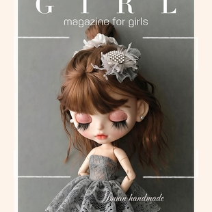 blythe头饰灰色方糖边夹 小布发饰 嘎子姐头饰 zsiga头饰小布发夹