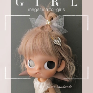 爱心蝴蝶结发夹小布头饰 blythe发饰 嘎子姐头饰 刘海夹 娃衣配件