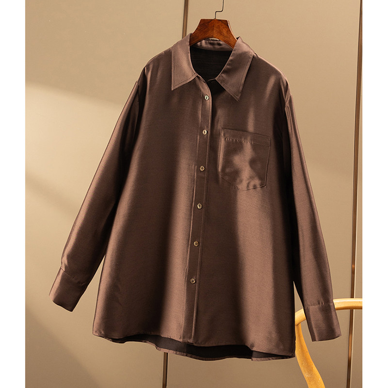 SS￥719 秒！春天家 法柜篙级 宽松腔调真丝+羊毛衬衫外套女1Z19