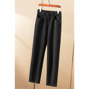 ￥279 利落好版 樱桃刺绣磨绒九分小直筒法棍牛仔裤 女40I1 秒