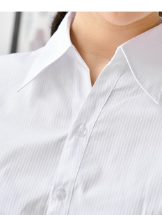 竖纹V领韩版 棉职业装 白衬衫 正装 商务ol衬衣浅蓝 条纹女士短袖 夏季