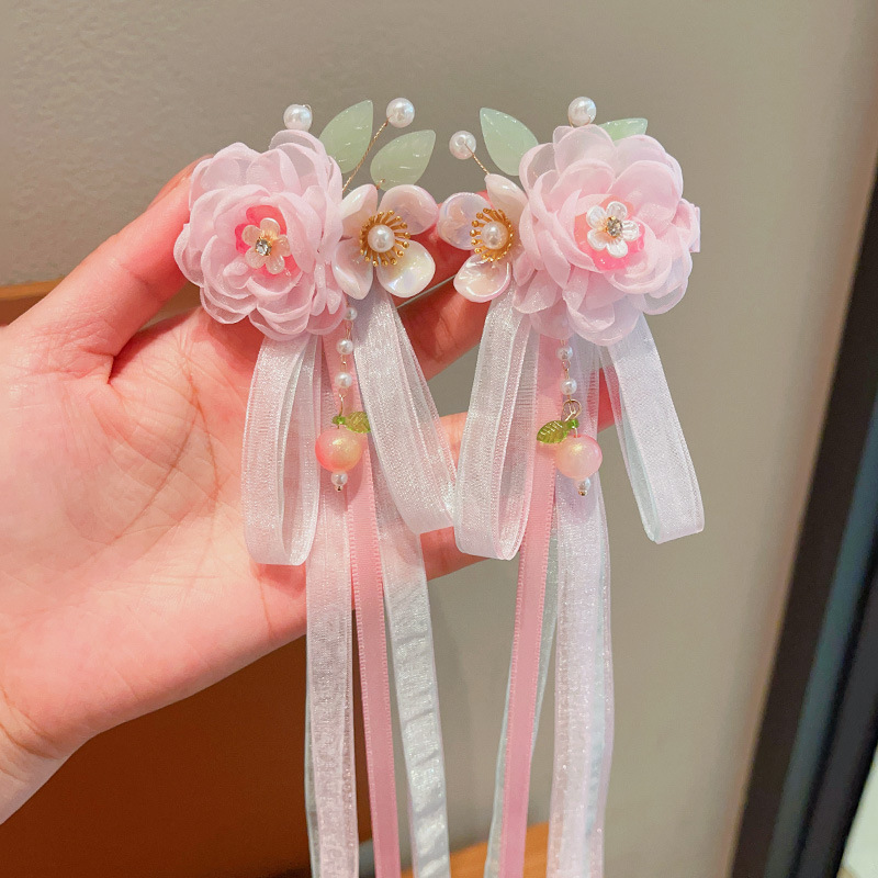 儿童古风花朵飘带发夹小女孩发卡