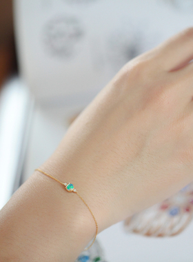 张多多ZDD 天然澳洲欧泊 18K黄金 细巧款 钻石手链