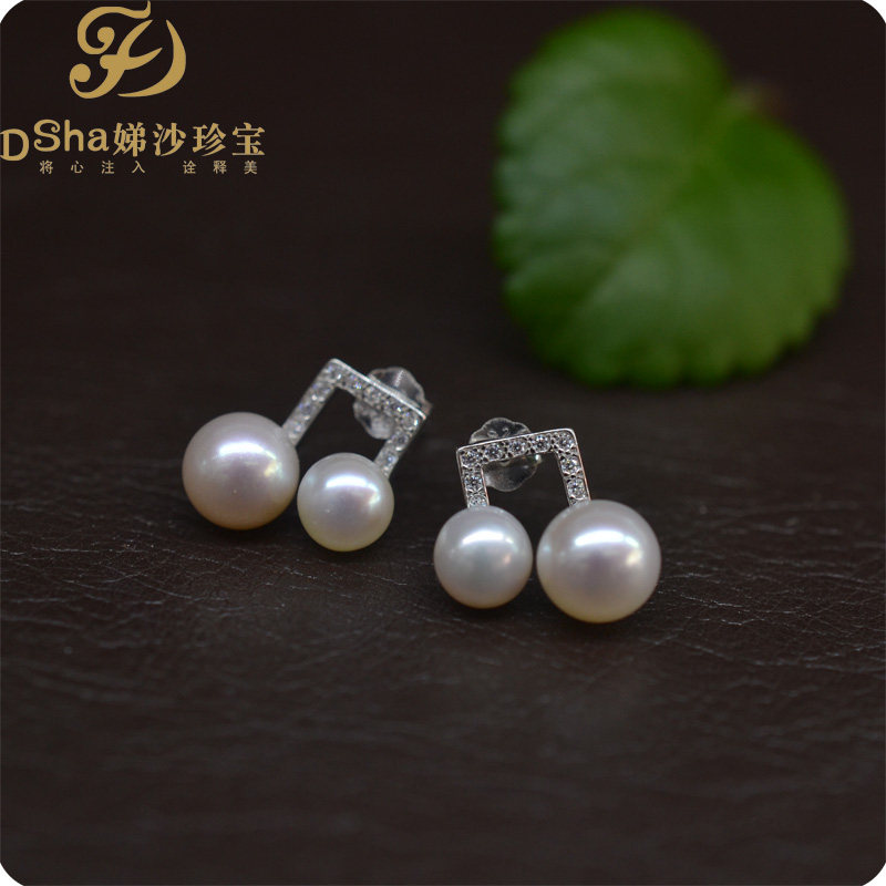 我的前半生同款耳环唐晶袁泉同款天然珍珠耳钉925纯银 简约耳饰女
