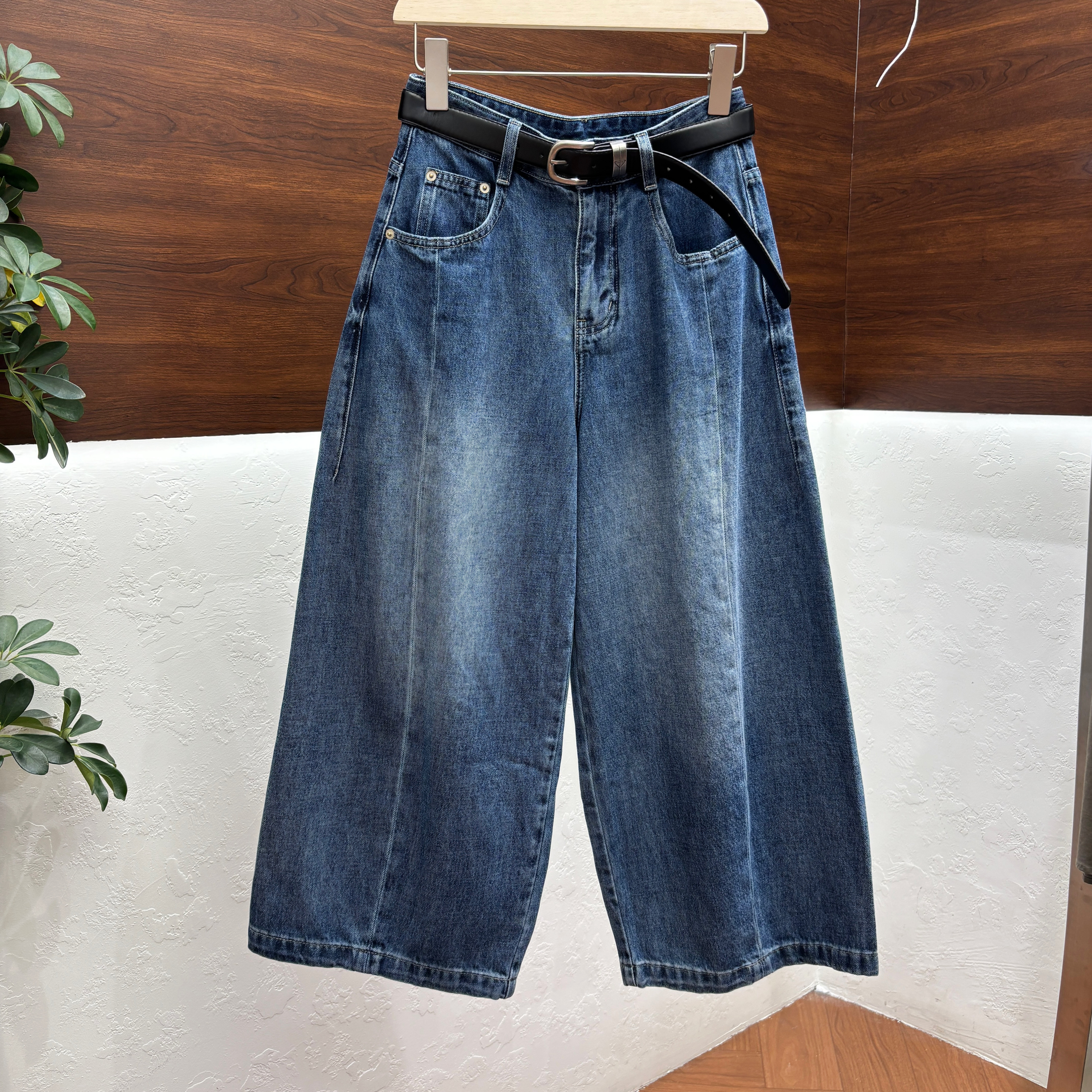 欧货jeans春夏宽松高腰阔腿弯刀廓形气球裤八分直筒牛仔裤女6288