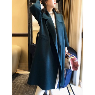 奢华水波纹双面呢大衣外套 纯羊绒绝美稀缺货 烟火家 原5380元