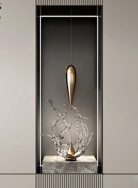 304#不锈钢大厅吊装水滴雕塑