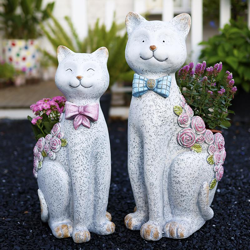 户外花园庭院阳台可爱猫花盆幼儿园公园动物造型布置装饰摆件