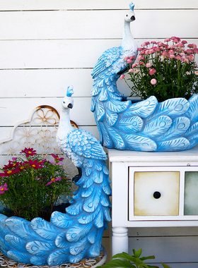 阳台庭院装饰布置创意户外动物孔雀造型园艺种植花盆摆件景观摆设