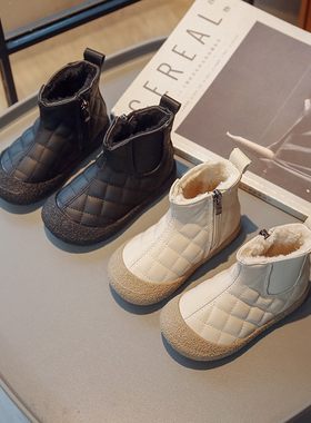 韩版儿童鞋宝宝鞋子冬季男童女童婴儿小童帆布鞋幼儿园加绒棉鞋潮