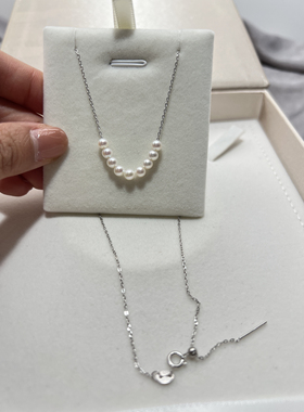 天然淡水珍珠微笑链通体S925纯银4-4.5极光小米珍珠