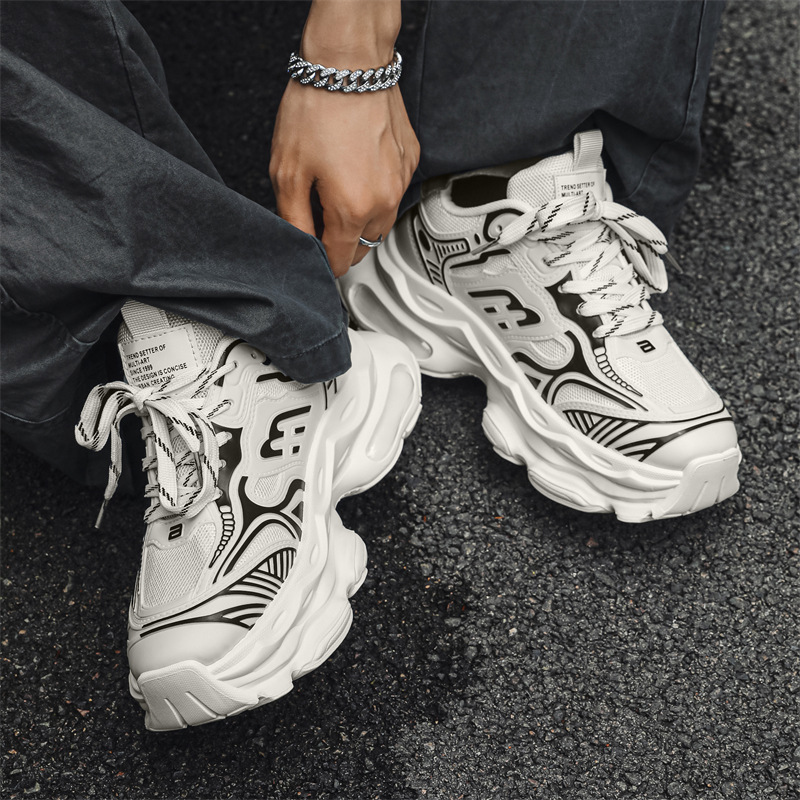 夏季男鞋新款透气网面运动鞋子男潮流百搭厚底休闲跑步老爹鞋潮鞋