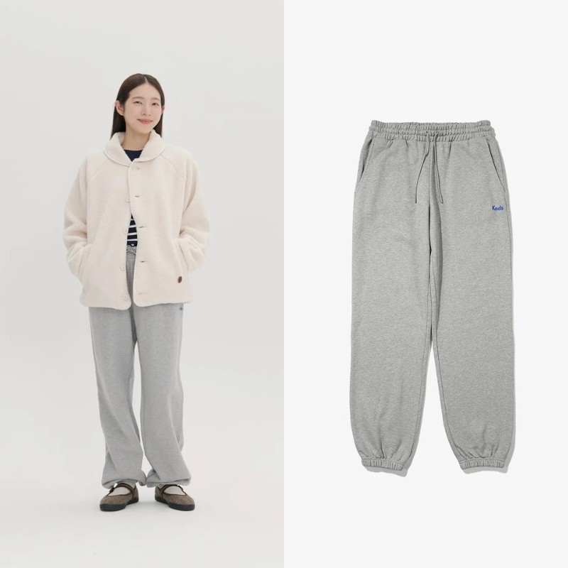 韩国代购keds全棉休闲卫裤直筒宽松 灰色舒适百搭
