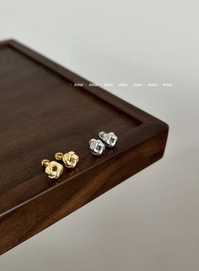 GGW 金银麻花扭结铜钛钢耳钉螺丝拧扣圆球耳骨钉睡觉免摘耳环耳饰