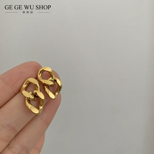 316L超保色钛钢链条双圈耳环