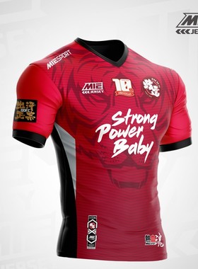 原创MIE热升华短袖成人儿童足球球衣男定制印字队服比赛训练套装