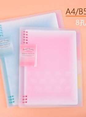 清库存国誉淡彩曲奇柔光八孔活页本可拆卸笔记本子小清新不铬手活