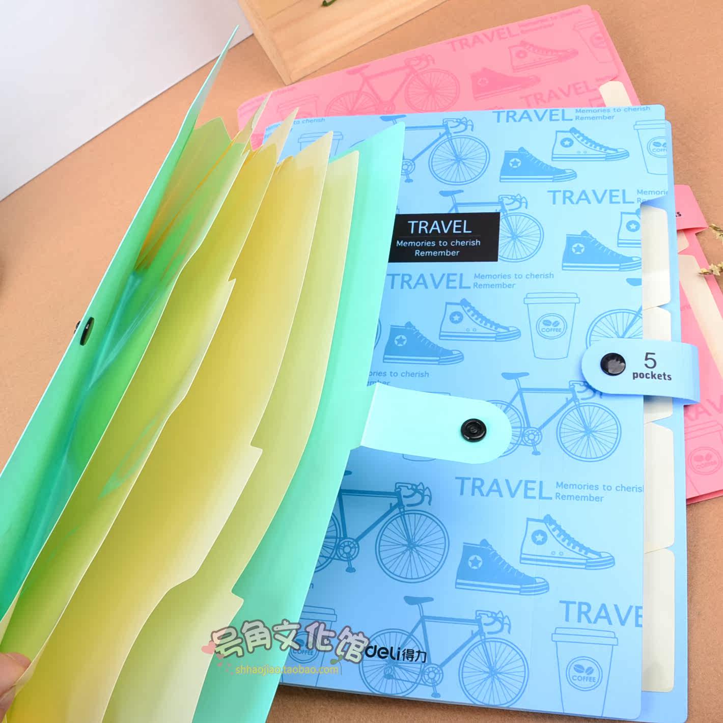 크리 에이 티브 새로운 5 그리드 아코디언 가방 학생 시험지 분류 폴더 컬러 폴더 버클이있는 멀티 그리드 분류