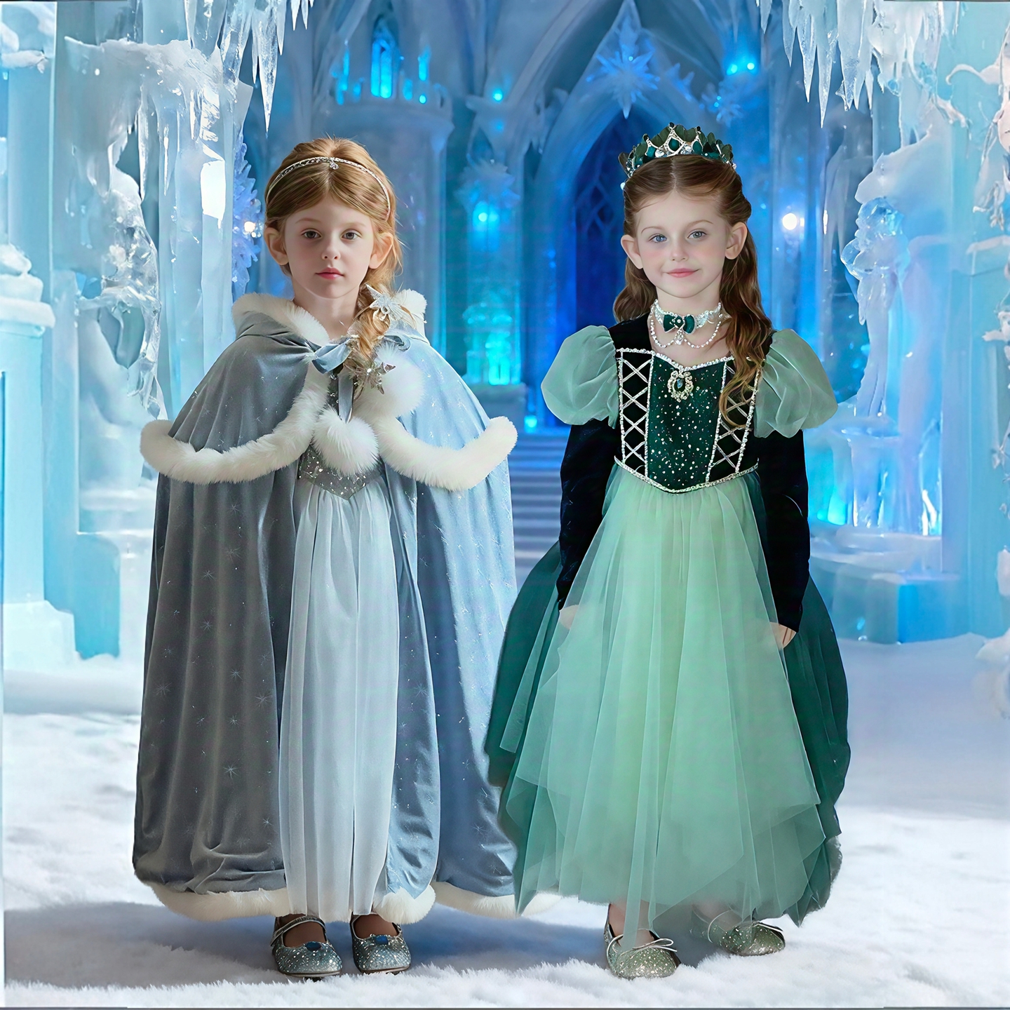 艾莎公主裙女宝生日礼服连衣裙