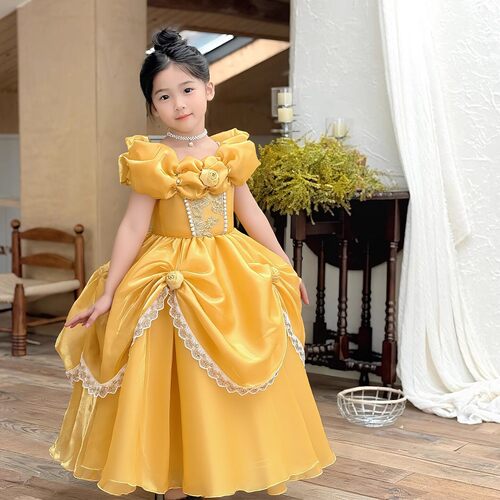 儿童节表演女童cos贝尔公主裙