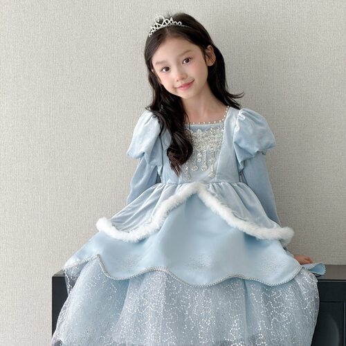 冰雪奇缘艾莎公主女宝礼服连衣裙