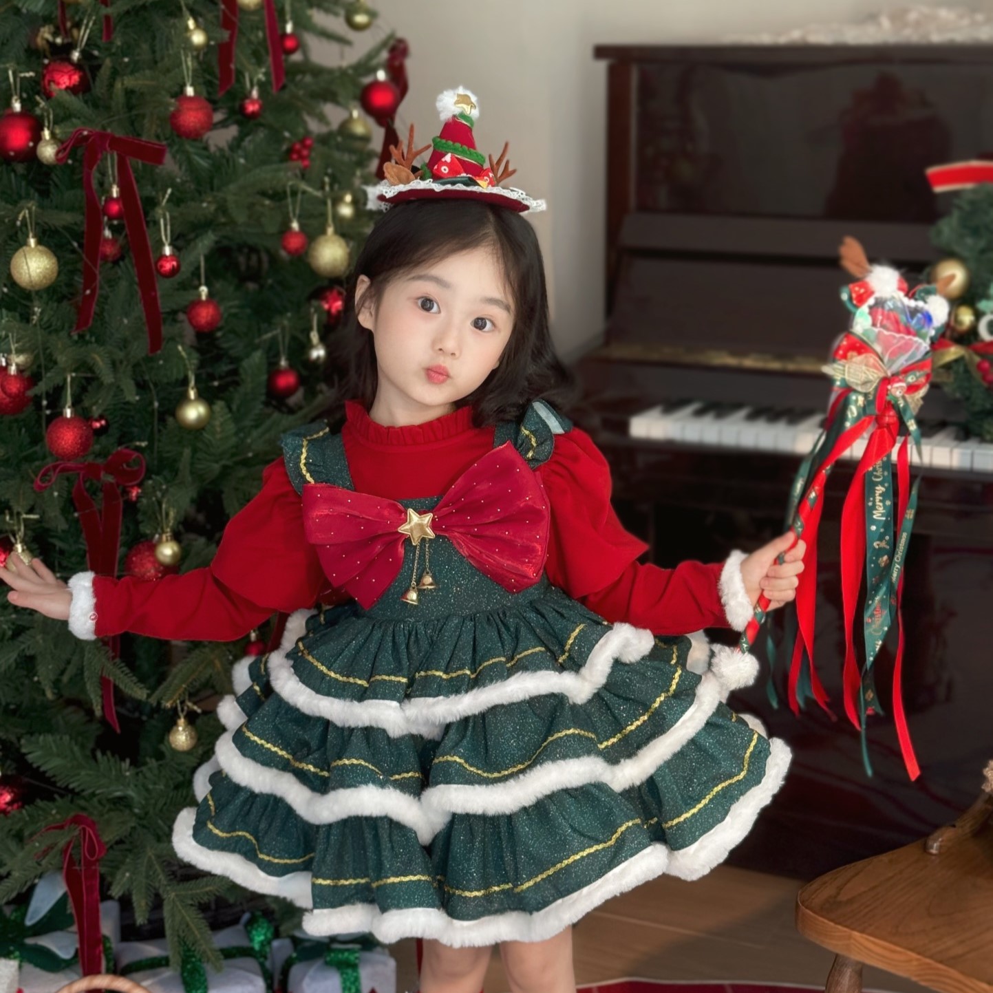 女童公主裙圣诞节日礼服