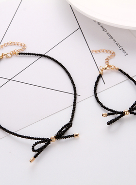 choker项圈手环黑色水晶锁骨链