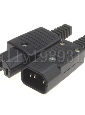 IEC320-C14机箱电源插头IEC320-C13PDU品字公母头免焊拼装10A