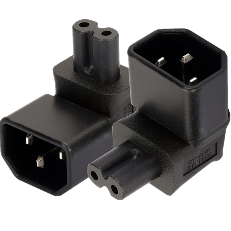 IEC320-C14品字公头转C7八字母头 90°弯头 八字转小公头10A