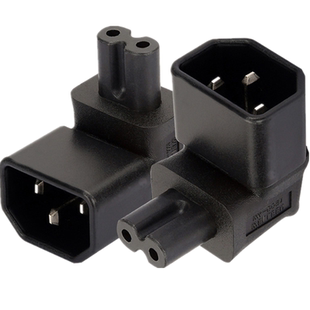 IEC320-C14品字公头转C7八字母头 90°弯头 八字转小公头10A