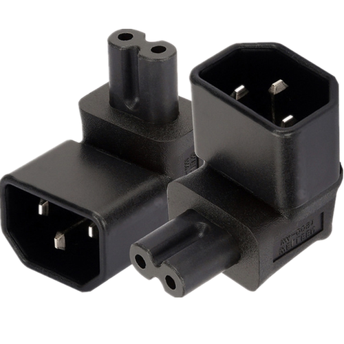 IEC320-C14品字公头转C7八字母头 90°弯头 八字转小公头10A