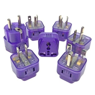 Wonpro稳不落一转二插国标澳标美标英标欧标德标万用转换插头紫色