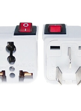 Wonpro稳不落带开关插座国标澳标三扁万能转换插头两插转三插黑色